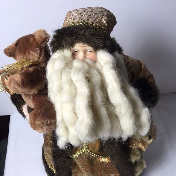 Roman Inc. Gold and Red Attire Vintage Santa Table/Tree Topper and Attached Toys - Picture 4 of 8